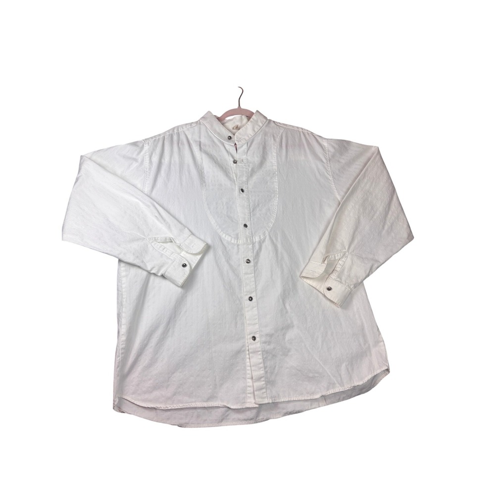 Wah Maker Frontier Bib Shirt Mens XL White Western Band Collar USA